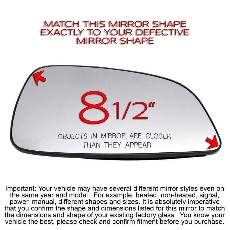 Rugged TUFF Passenger Side Mirror Glass Assembly For 2008 2009 2010 2011 2012 Chevy Malibu Compatible With 07 08 09 Saturn Aura Right Convex Non-Heated 5902388 GM1325120 1325120 56054 - Image 2